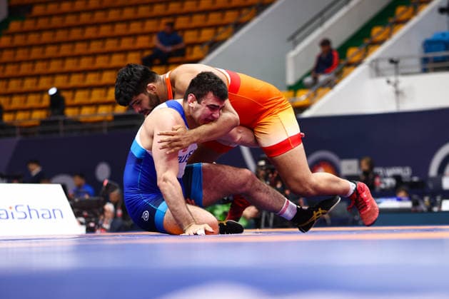 World Ranking Series Ulaanbaatar Open 125kg FS Dinesh Dinesh IND df Timur Kotaev RUS Copyright: xJakexKirkmanx xUnitedxWorldxWresx Jake Kirkman United World Wres