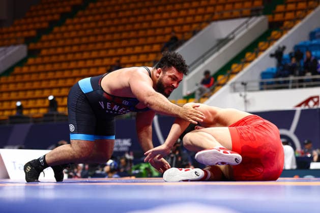 World Ranking Series Ulaanbaatar Open 125kg FS Yedige Kassimbek KAZ df Jose Daniel Diaz Robertti VEN Copyright: xJakexKirkmanx xUnitedxWorldxWresx Jake Kirkman United World Wres