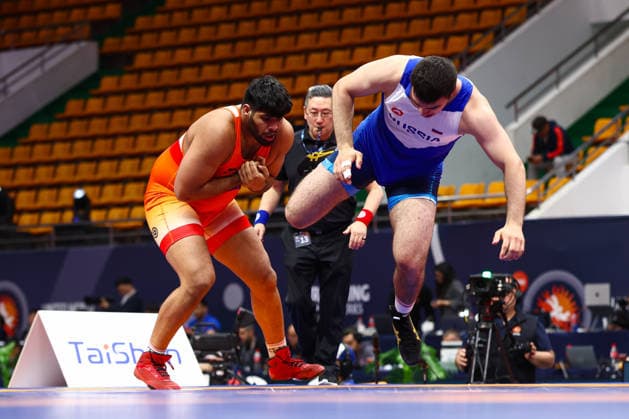 World Ranking Series Ulaanbaatar Open 125kg FS Dinesh Dinesh IND df Timur Kotaev RUS Copyright: xJakexKirkmanx xUnitedxWorldxWresx Jake Kirkman United World Wres