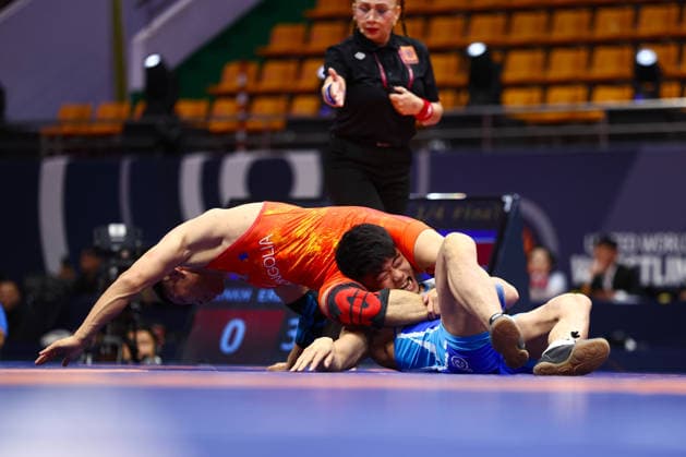World Ranking Series Ulaanbaatar Open 57kg FS Chongsong Han PRK df Davaabandi Munkh Erdene MGL Copyright: xJakexKirkmanx xUnitedxWorldxWresx Jake Kirkman United World Wres