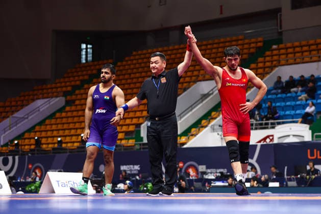 World Ranking Series Ulaanbaatar Open 79kg FS Bekzat Rakhimov KGZ df Mohit Mohit IND Copyright: xJakexKirkmanx xUnitedxWorldxWresx Jake Kirkman United World Wres
