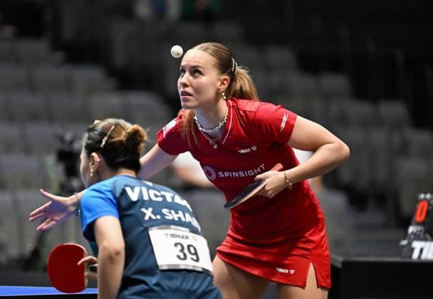 Annett Kaufmann (DJK Kolbermoor) und Xiaona Shan (ttc berlin eastside) erreichen das DM-Finale in Erfurt. Annett Kaufmann (DJK Kolbermoor) und Xiaona Shan (ttc berlin eastside) erreichen das DM-Finale im Doppel durch einen Sieg über Franziska Schreiner Sophia Klee (Langstadt) - Finaltag der Deutschen Meisterschaften der Damen und Herren am 7. Juni 2026 in der Messe Erfurt im Rahmen der 3. Deutschen Tischtennis-Finals in Erfurt. Erfurt Messe Erfurt Thüringen Deutschland *** Annett Kaufmann DJK Kolbermoor and Xiaona Shan ttc berlin eastside reach the DM final in Erfurt Annett Kaufmann DJK Kolbermoor and Xiaona Shan ttc berlin eastside reach the DM final in doubles by beating Franziska Schreiner Sophia Klee Langstadt Final day of the German Womens and Mens Championships on June 7, 2026 at Messe Erfurt as part of the 3 German Table Tennis Finals in Erfurt Erfurt Messe Erfurt Thuringia Germany