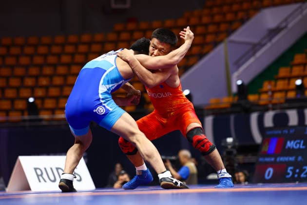 World Ranking Series Ulaanbaatar Open 57kg FS Chongsong Han PRK df Davaabandi Munkh Erdene MGL Copyright: xJakexKirkmanx xUnitedxWorldxWresx Jake Kirkman United World Wres