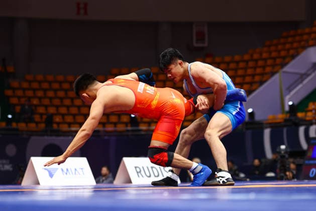 World Ranking Series Ulaanbaatar Open 57kg FS Chongsong Han PRK df Davaabandi Munkh Erdene MGL Copyright: xJakexKirkmanx xUnitedxWorldxWresx Jake Kirkman United World Wres