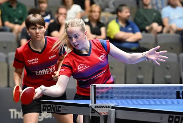 Nina Mittelham ttc berlin eastside and Josephina Neumann ttc berlin eastside, TV Okarben are eliminated in the DM semi-finals and win bronze Nina Mittelham ttc berlin eastside and Josephina Neumann ttc berlin eastside, TV Okarben are eliminated in the DM semi-finals and win bronze Final day of the German Womens and Mens Championships on June 7, 2026 at Messe Erfurt as part of the 3 German Table Tennis Finals in Erfurt Erfurt Messe Erfurt Thuringia Germany