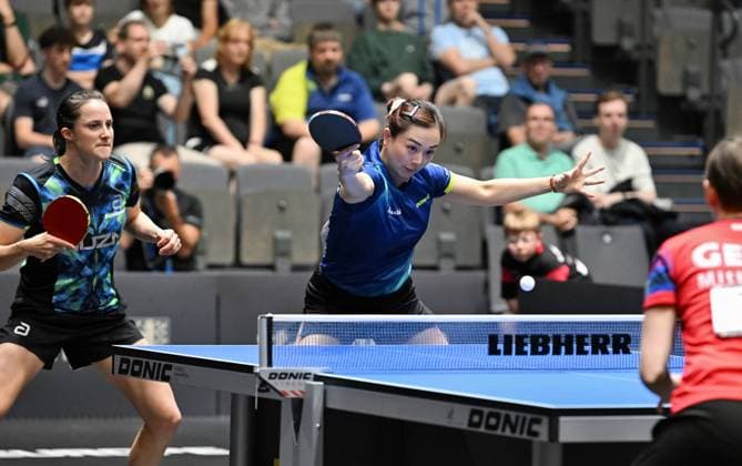 Sabine Winter TSV Dachau and Yuan Wan TTC Weinheim reach the DM final in Erfurt Sabine Winter TSV Dachau and Yuan Wan TTC Weinheim reach the DM final in doubles by beating Nina Mittelham Josephina Neumann ttc berlin eastside Final day of the German Womens and Mens Championships on June 7, 2026 at Messe Erfurt as part of the 3 German Table Tennis Finals in Erfurt Erfurt Messe Erfurt Thuringia Germany
