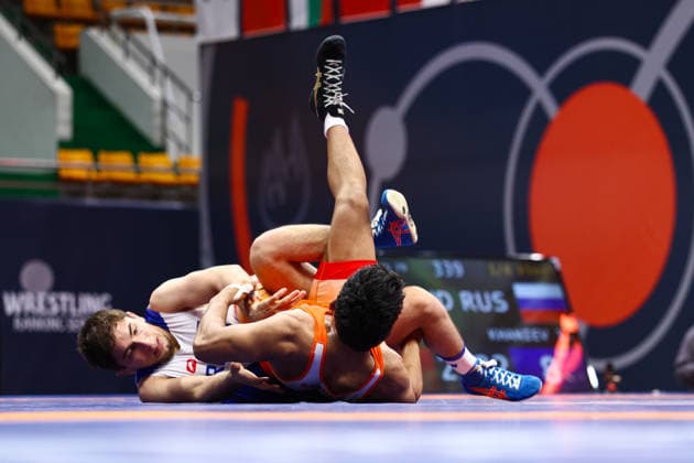 World Ranking Series Ulaanbaatar Open 79kg FS Ismail Khaniev RUS df Sandeep Singh Mann IND Copyright: xJakexKirkmanx xUnitedxWorldxWresx Jake Kirkman United World Wres