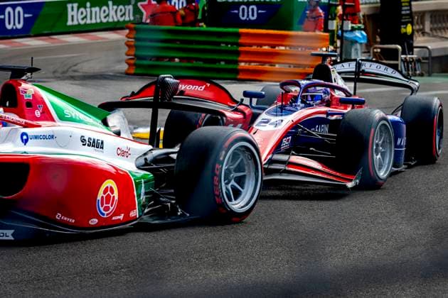 MONACO Formula 2 driver Sebastian Montoya of Prema Powerteam, Formula 2 driver Laurens van Hoepen of Trident during the Formula 2 Monaco Grand Prix on the Monaco Street Circuit on June 6, 2026 in Monaco, Monaco Photo by DeFodi Images