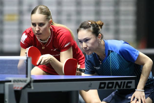 Winner semi-final Annett Kaufmann with doubles partner Xiaona Shan GER Erfurt TT Finals 2026 German Championships, Table Tennis Exhibition Hall Erfurt 07 06 2026 GER Erfurt TT Finals 2026 German Championships, Table Tennis Exhibition Hall Erfurt 07 06 2026 Thuringia German Championships 06 06 2026 Erfurt Copyright: xEibner-Pressefoto JoergxHirschx EP_JHH