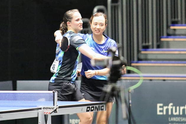Sabine Winter and Yuan Wan win the semi-finals GER Erfurt TT Finals 2026 German Championships, Table Tennis Exhibition Hall Erfurt 07 06 2026 GER Erfurt TT Finals 2026 German Championships, Table Tennis Exhibition Hall Erfurt 07 06 2026 Thueringen German Championships 06 06 2026 Erfurt Copyright: xEibner-Pressefoto JoergxHirschx EP_JHH