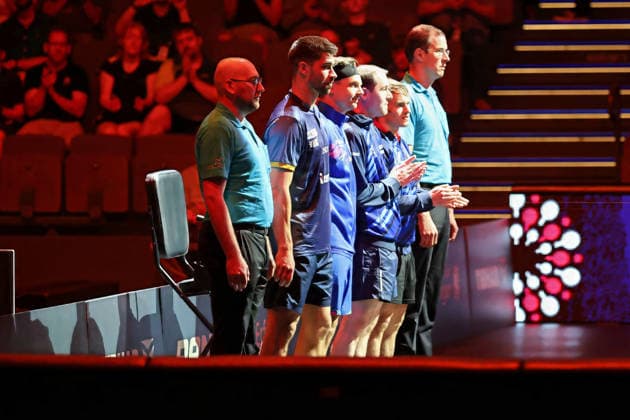Semi-final doubles TT Finals Erfurt 2026 GER Erfurt TT Finals 2026 German Championships, Table Tennis Exhibition Hall Erfurt 07 06 2026 GER Erfurt TT Finals 2026 German Championships, Table Tennis Exhibition Hall Erfurt 07 06 2026 Thuringia German Championships 06 06 2026 Erfurt Copyright: xEibner-Pressefoto JoergxHirschx EP_JHH
