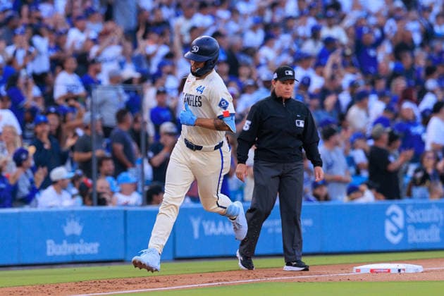 June 6, 2026, Los Angeles, California, USA: Andy Pages 44 of the Los Angeles Dodgers rounds the bases after hitting a home run during a regular season MLB, Baseball Herren, USA game against the Los Angeles Angels on Saturday June 6, 2026 at Dodger Stadium in Los Angeles, California. Dodgers defeat Angels, 9-2. JAVIER ROJAS PI Dodgers Defeat Angels, 9-2  - ZUMAp124 20260606_zaa_p124_064 Copyright: xJavierxRojasx