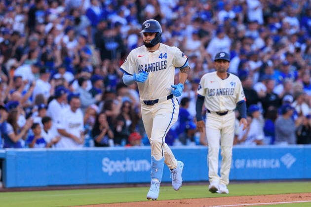 June 6, 2026, Los Angeles, California, USA: Andy Pages 44 of the Los Angeles Dodgers rounds the bases after hitting a home run during a regular season MLB, Baseball Herren, USA game against the Los Angeles Angels on Saturday June 6, 2026 at Dodger Stadium in Los Angeles, California. Dodgers defeat Angels, 9-2. JAVIER ROJAS PI Dodgers Defeat Angels, 9-2  - ZUMAp124 20260606_zaa_p124_066 Copyright: xJavierxRojasx