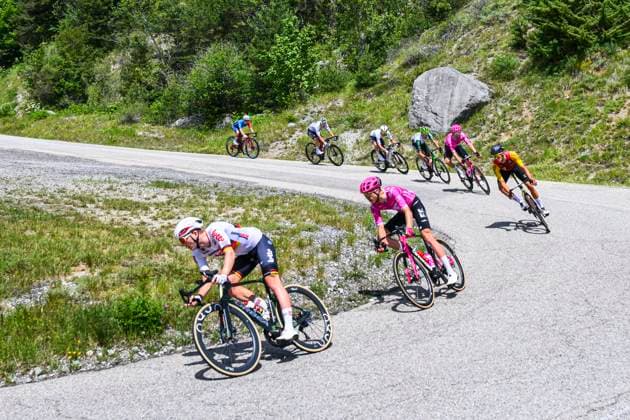 Tour Auvergne - Rhone-Alpes 2026 Stage 1 SAINT-ISMIER, FRANCE - JUNE 07 : Illustration picture of the escape pack during stage 1 of the 78th edition of Tour Auvergne - Rhone-Alpes an UCI World Tour 2.UWT cycling road race stage for Men Elite of 146.2 km with start in Vizille and finish in Saint-Ismier on June 7, 2026 in Saint-Ismier, France, 07 06 2026 ( Motordriver Guy De Vuyst - Saint-Ismier France  Copyright: xVincentxKalutx