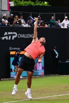 Tennis Lexus Birmingham Open WTA125 ATP, Tennis Herren Challenger Yunchaokete Bu of China serves during the Lexus Birmingham Open WTA125 ATP Challenger tennis at Edgbaston Priory Club, Birmingham, UK on 7 June 2026. Birmingham Edgbaston Priory Club West Midlands UK Editorial use only , Copyright: xDennisxGoodwinx PSI-24321-0008