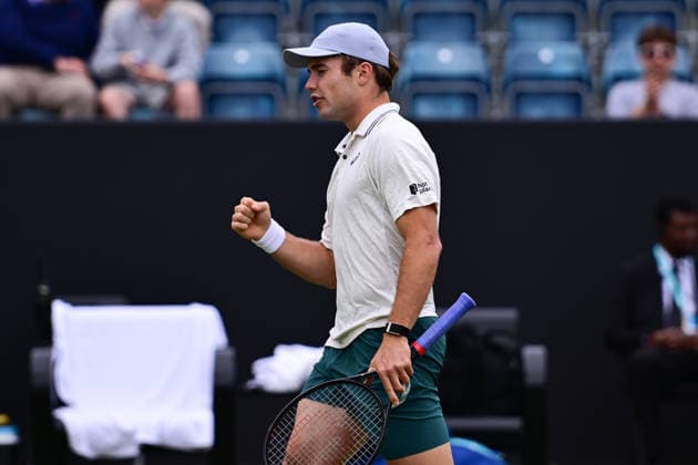 Tennis Lexus Birmingham Open WTA125 ATP, Tennis Herren Challenger Arthur Fery of Great Britain celebrates during the Lexus Birmingham Open WTA125 ATP Challenger tennis at Edgbaston Priory Club, Birmingham, UK on 7 June 2026. Birmingham Edgbaston Priory Club West Midlands UK Editorial use only , Copyright: xDennisxGoodwinx PSI-24321-0019