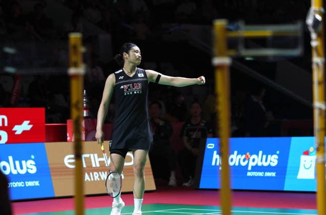 (260607) -- JAKARTA, June 7, 2026 -- An Se Young of South Korea reacts during the women s singles final match against Yamaguchi Akane of Japan at the Indonesia Open 2026 badminton tournament in Jakarta, Indonesia, June 7, 2026. ) (SP)INDONESIA-JAKARTA-BADMINTON-INDONESIA OPEN-WOMEN S SINGLES-FINAL CenxYunpeng 