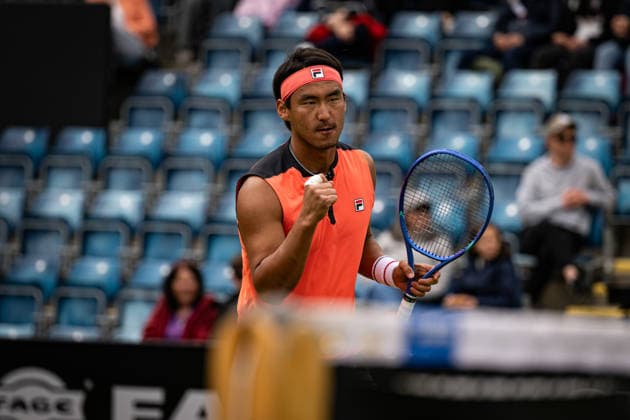 RECORD DATE NOT STATED 6th June 2026; The Edgbaston Priory Club, Birmingham, Midlands, England; 2026 Lexus Birmingham Open Tennis, Day Eight; Yunchaokete Bu (CHN) celebrates winning his semi final match against Arthur Fery (GBR) GodfreyxPitt
