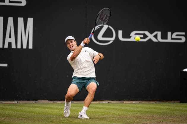 RECORD DATE NOT STATED 6th June 2026; The Edgbaston Priory Club, Birmingham, Midlands, England; 2026 Lexus Birmingham Open Tennis, Day Eight; Arthur Fery (GBR) plays a forehand in his semi final match against Yunchaokete Bu (CHN) GodfreyxPitt