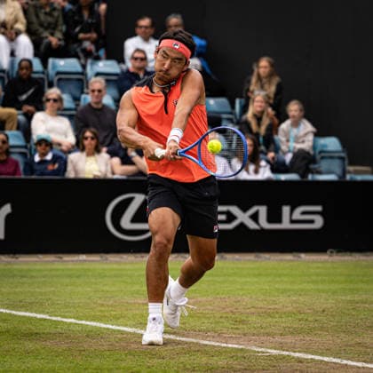 RECORD DATE NOT STATED 6th June 2026; The Edgbaston Priory Club, Birmingham, Midlands, England; 2026 Lexus Birmingham Open Tennis, Day Eight; Yunchaokete Bu (CHN) plays a backhand in his semi final match against Arthur Fery (GBR) GodfreyxPitt