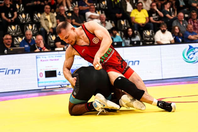 RINGEN German Championships 2026 65kg freestyle Andre Clarke ASV Mainz 88 against Kevin Henkel SV Freiburg Haslach