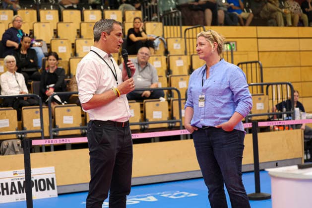 RINGING German Championships 2026 DRB President Jens Nettekoven and Ulrike Susanne Weinz Chairman of the CCF Children Cancer Foundation