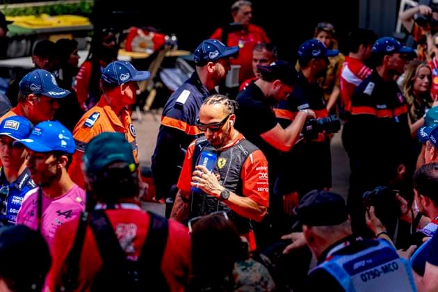 MONACO Formula 1 driver Lewis Hamilton of Scuderia Ferrari HP during the Formula 1 Monaco Grand Prix on the Monaco Street Circuit on June 6, 2026 in Monaco, Monaco Photo by DeFodi Images
