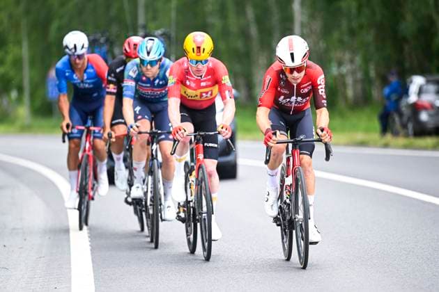 Brussels Cycling Classic 2026 Cycling Race BRUSSEL, BELGIUM - JUNE 07 : Pedersen Casper (DEN) of Soudal Quick-Step, Fontaine Titouan (FRA) of Groupama - FDJ United, Grignard Sebastien (BEL) of Lotto Intermarche, Pedersen Henrik (DEN) of Uno-X Mobility, Mayrhofer Marius (GER) of Tudor Pro Cycling Team in the escape pack during the 106th edition of Brussels Cycling Classic an UCI ProSeries 1.Pro one day cycling road race for Men Elite of 206.3 km with start in Brussel and finish in Brussel on June 7, 2026 in Brussel, Belgium, 07 06 2026 ( Motordriver Stephan Boone - Brussel Belgium  Copyright: xTomasxSiskx