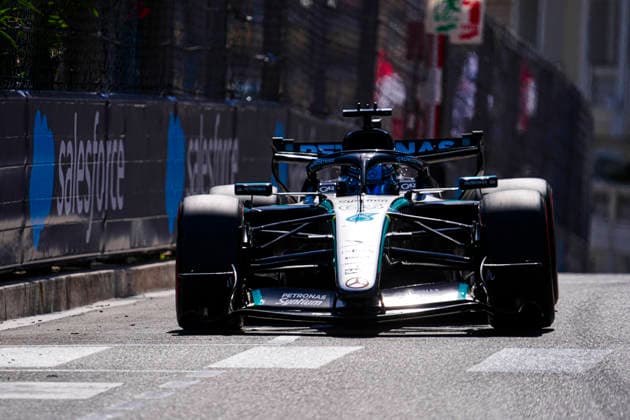 Formula 1 Grand Prix de Monaco 2026 - Round 8 - Circuit de Monaco (63) George Russell (GBR) - Mercedes-AMG PETRONAS F1 Team - Mercedes W17 - Mercedes E Performance during the Saturday of Formula 1 Grand Prix de Monaco 2026 at Circuit de Monaco in Monte Carlo, Monaco. Round 8 of the 2026 FIA Formula One World Championship, WM, Weltmeisterschaft held June 5-7, 2026. The iconic Circuit de Monaco, the jewel of the Formula 1 calendar, winds through the narrow streets of Monte Carlo in the Principality of Monaco. Photo by Alessio De Marco ABACAPRESS.COM Monte Carlo Monaco Monaco  Copyright: xDexMarcoxAlessio ABACAx