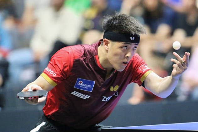 Dang Qiu serving in the semi-final match GER Erfurt TT Finals 2026 German Championships, Table Tennis Exhibition Hall Erfurt 07 06 2026 GER Erfurt TT Finals 2026 German Championships, Table Tennis Exhibition Hall Erfurt 07 06 2026 Thuringia German Championships 06 06 2026 Erfurt Copyright: xEibner-Pressefoto JoergxHirschx EP_JHH