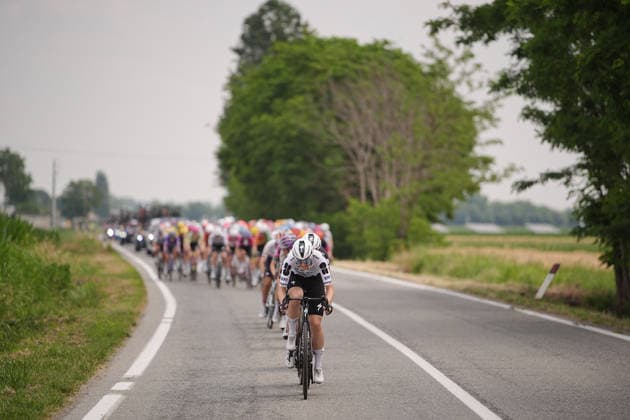 The pack rides during Stage 9 of the Giro d™Italia Women, from Saluzzo to Saluzzo, Italy, Sunday, June 7, 2026.  Copyright: xMarcoxAlpozzix