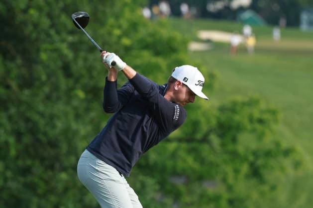 The Memorial Tournament DUBLIN, OHIO - JUNE 07: Ryan Gerard plays his tee shot on the 10th hole during the conclusion of the third round of The Memorial Tournament presented by Workday after play was suspended due to inclement weather at Muirfield Village Golf Club in Dublin, Ohio, USA on Sunday, June 3, 2026. Dublin Ohio United States  Copyright: xJorgexLemusx originalFilename:lemus-thememor260607_npWH6.jpg