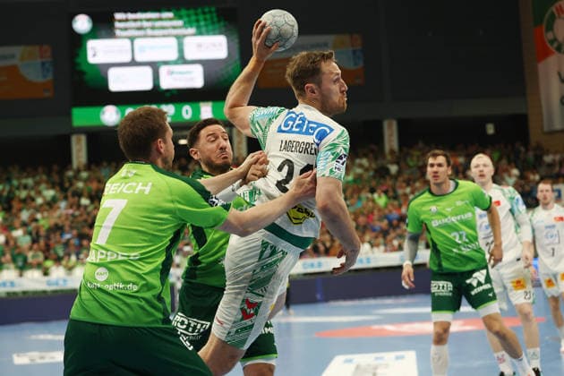 07 06 2026, xovx, Handball Daikin Handball Bundesliga, HSG Wetzlar SC Magedeburg v l Dominik Mappes HSG Wetzlar , Ahmet Nafea HSG Wetzlar , Albin Lagergren SC Magdeburg , Jona Schoch HSG Wetzlar , Magnus Saugstrup SC Magdeburg Wetzlar Buderus Arena Hessen Germany EN