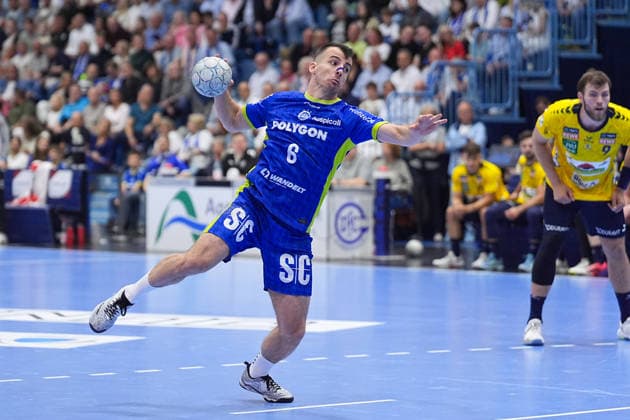 07 06 2026, xydrx, Handball, 1 HBL, VfL Gummersbach Rhein Neckar Löwen, Schwalbe Arena Milos Vujovic VfL Gummersbach, 6 at seven meters Copyright: HMBxMedia YannisxDreimann