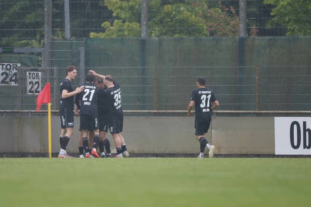 Soccer I Men I Promotion round I Regionalliga Nord I 1 FC Germania Egestorf Langreder SV Todesfelde I 07 06 2026 Mats Klüver 10, SV Todesfelde Maximilian Musci 21, SV Todesfelde Jan Marc Schneider 35, SV Todesfelde Janek Sternberg 37, SV Todesfelde Cheering after a goal Bremen Pitch BRZ Arena Bremen Germany Copyright: xLobeca CedricxSiefkerx