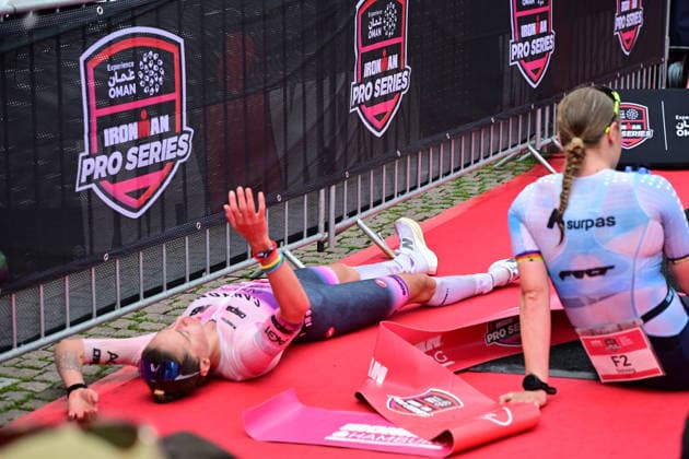 GER Ironman Hamburg 07 06 2026, GER Ironman Hamburg, Elite Women in picture 2 place Laura Philipp GER after the finish nordphotoxGmbH xWitke nph00002