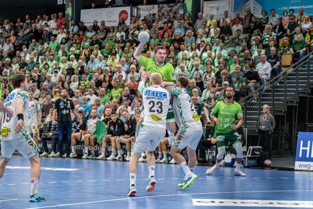 Handball Bundesliga HSG Wetzlar SC Magdeburg, 07 06 26 Dominik Mappes HSG Wetzlar, 7 , Magnus Saugstrup SC Magdeburg, 23 , Albin Lagergren SC Magdeburg, 21 , Philipp Ahouansou HSG Wetzlar, 19 Handball Bundesliga HSG Wetzlar SC Magdeburg Wetzlar, 07 06 26 Copyright: xBEAUTIFULxSPORTS Roeczeyx