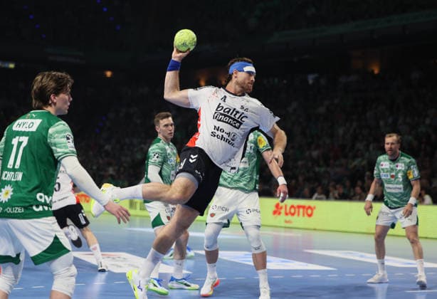 GER HBL Season 2025 2026 FÜCHSE Berlin vs SG Flensburg Handewitt, 07 06 26, Max Schmeling Halle, Berlin, Nils LICHTLEIN Füchse Berlin 17 , Johannes GOLLA SG Flensburg Handewitt 4