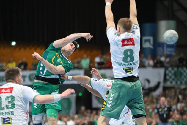 Handball DAIKIN HBL, SC DHfK Leipzig GWD Minden 07 06 2026 Matej Klima 13, SC DHfK Leipzig throws handball, DAIKIN HBL, 1 Bundesliga, Season 2025 2026, 34 Matchday SC DHfK Leipzig vs GWD Minden on 07 06 2026 at Quarterback Immobilien Arena Leipzig Copyright: xBEAUTIFULxSPORTS JanxKaeferx