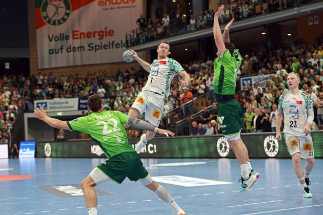 07 06 2026, xovx, Handball Daikin Handball Bundesliga, HSG Wetzlar SC Magedeburg v l Jona Schoch HSG Wetzlar , Felix Claar SC Magdeburg , Josip Simic HSG Wetzlar , Magnus Saugstrup SC Magdeburg Wetzlar Buderus Arena Hessen Germany EN