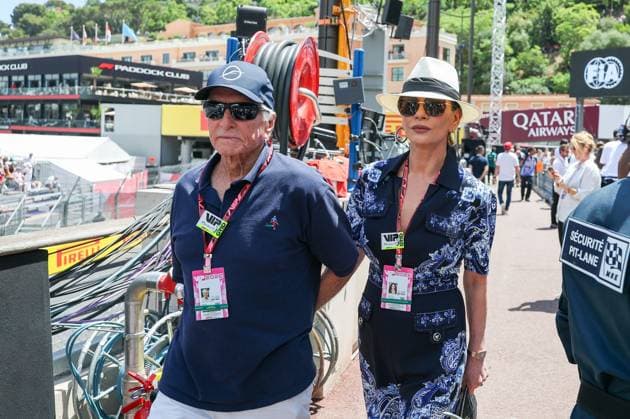 Michael Douglas and Catherine Zeta Jones in the pit lane, Race, Monaco Grand Prix, Motorsport, Men, Formula 1, 07 06 2026 Monte Carlo Monaco MCO Copyright: xkolbert-press ChristianxKolbertx