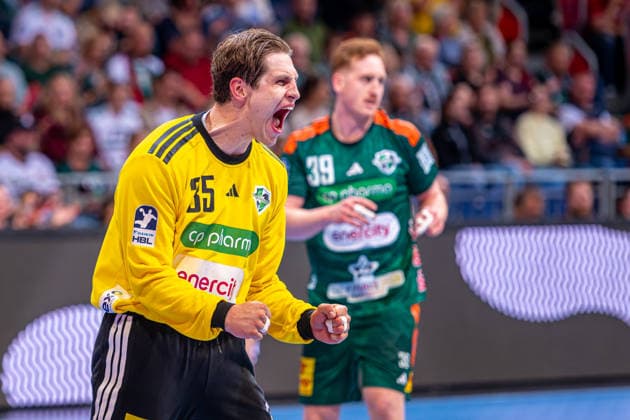 Joel Birlehm TSV Hannover Burgdorf, Nr 35 v l , TSV Hannover Burgdorf green against MT Melsungen red on matchday 34 of the 2025 2026 season in the DAIKIN Handball Bundesliga 07 06 2026, ZAG Arena Hannover, GER , Copyright: xJanxGuentherx xTSVxHannover-Burgdorfx