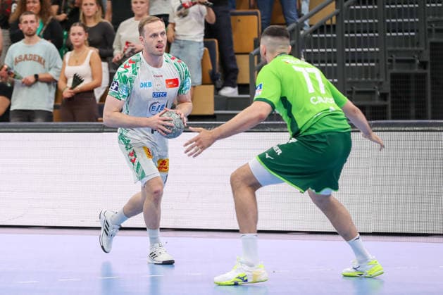07 06 2026, xgox, Handball Daikin HBL HSG Wetzlar SC Magdeburg emspor, v l Omar Ingi Magnusson Magdeburg, 14 , Stefan Cavor Wetzlar, 77 duel, duel, fight, tackle Wetzlar
