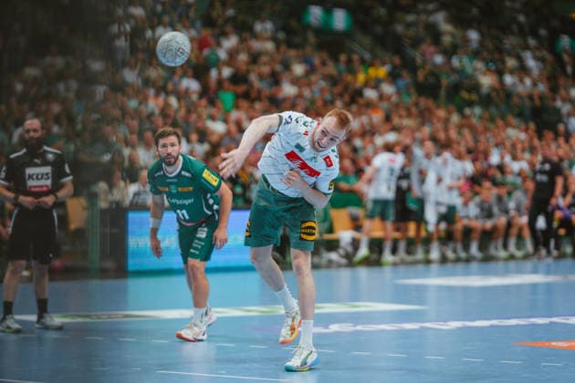 Florian Kranzmann (TSV GWD Minden, 05) penalty SC DHfK Leipzig - TSV GWD Minden. Bundesliga, Herren Handball, 25 26, GER, Leipzig, Quarterback Immobilien Arena, Round 34 Leipzig Quarterback Immobilien Arena Sachsen GER Copyright: xBillmanxDubex