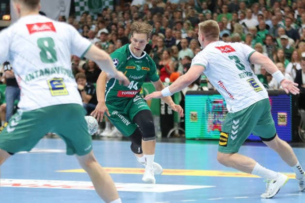 Handball DAIKIN HBL, SC DHfK Leipzig GWD Minden 07 06 2026 Blaer Hinriksson 44, SC DHfK Leipzig Handball, DAIKIN HBL, 1 Bundesliga, Season 2025 2026, 34 Matchday SC DHfK Leipzig vs GWD Minden on 07 06 2026 at the Quarterback Immobilien Arena Leipzig Copyright: xBEAUTIFULxSPORTS JanxKaeferx