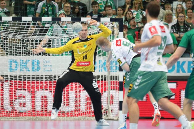 Handball DAIKIN HBL, SC DHfK Leipzig GWD Minden 07 06 2026 Goalkeeper Tomas Mrkva 16, SC DHfK Leipzig at seven-meter handball, DAIKIN HBL, 1 Bundesliga, Saison 2025 2026, 34 Spieltag SC DHfK Leipzig vs GWD Minden am 07 06 2026 in der Quarterback Immobilien Arena Leipzig Copyright: xBEAUTIFULxSPORTS JanxKaeferx