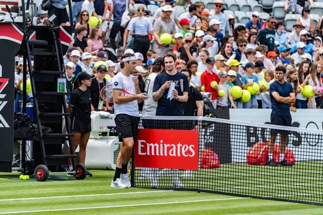 Tennis, Boss Open 2026, Stuttgart, TC Weissenhof, Taylor Fritz left, USA , Alexander Bublik right, KAZ BOSS OPEN STUTTGART 2026 Copyright: xspeedshotx xRalfxJustx