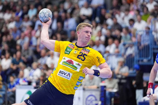 07 06 2026, xydrx, Handball, 1 HBL, VfL Gummersbach Rhein Neckar Löwen, Schwalbe Arena Haukur Thrastarson Rhein Neckar Loewen, 25 at seven meters Copyright: HMBxMedia YannisxDreimann