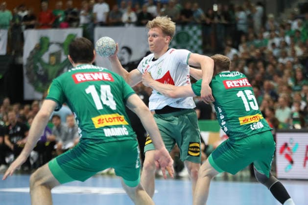 Handball DAIKIN HBL, SC DHfK Leipzig GWD Minden 07 06 2026 Niclas Benedict Heitkamp 23, GWD Minden Handball, DAIKIN HBL, 1 Bundesliga, Season 2025 2026, 34 Matchday SC DHfK Leipzig vs GWD Minden on 07 06 2026 at the Quarterback Immobilien Arena Leipzig Copyright: xBEAUTIFULxSPORTS JanxKaeferx