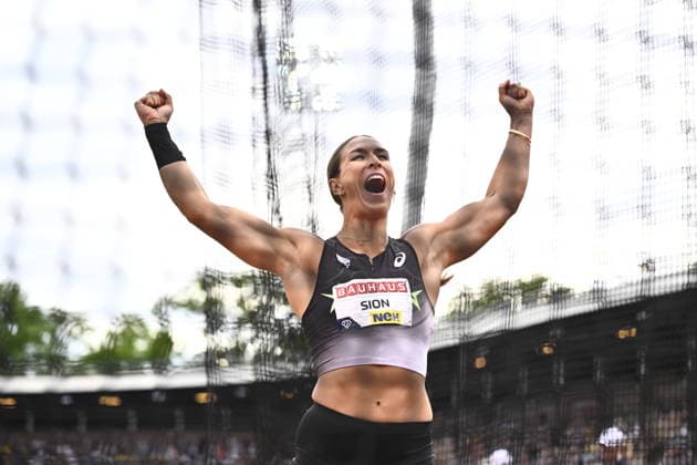 STOCKHOLM, SWEDEN 20260607 Valarie Sion, USA, reacts during the women s discus during the IAAF Diamond League athletics meeting at Stockholm Olympic Stadium in Stockholm, Sweden, on June 7, 2026 STOCKHOLM SWEDEN x10430x  Copyright: xChristinexOlsson TTx SWEDEN DIAMOND LEAGUE ATHLETICS
